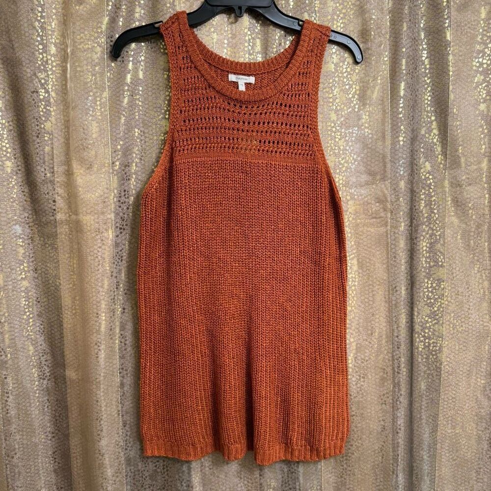 Maurice’s Burnt Orange Fall Crochet Knit Sweater Long Tank Top XL NWT